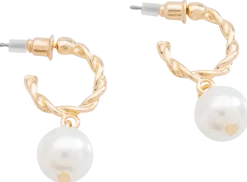 Örhängen twisted hoop med pärla - guld