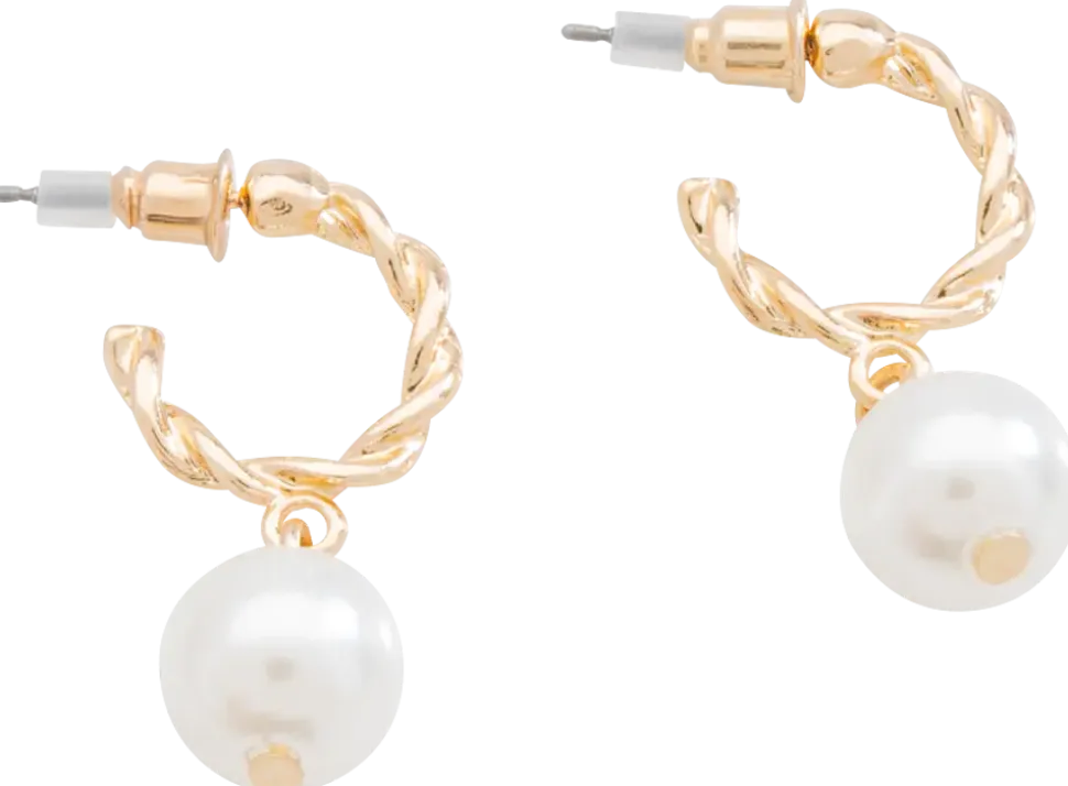 Örhängen twisted hoop med pärla - guld