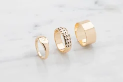 Ring harlekin och stjärna 3 st - guld