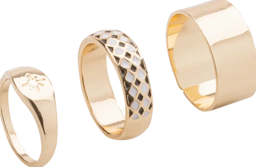 Ring harlekin och stjärna 3 st - guld