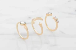 Ring måne och stjärnor 3 st - guld