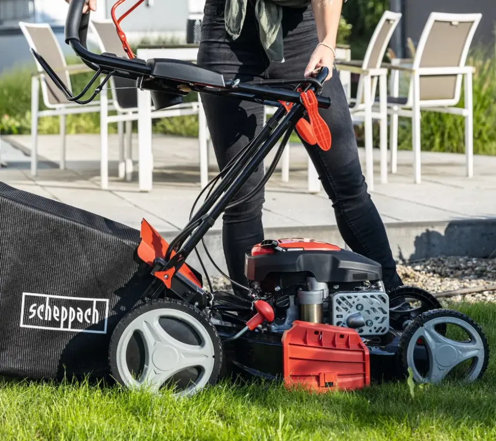 Scheppach bensindriven gräsklippare med el-start