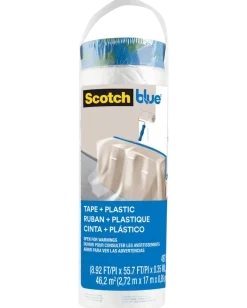 ScotchBlue™ Skyddsplast med maskeringstejp – 2,72 x 17 meter