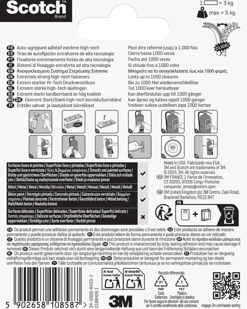 Scotch™ Ekstreme Fasteners Svart - 25 x 75 mm