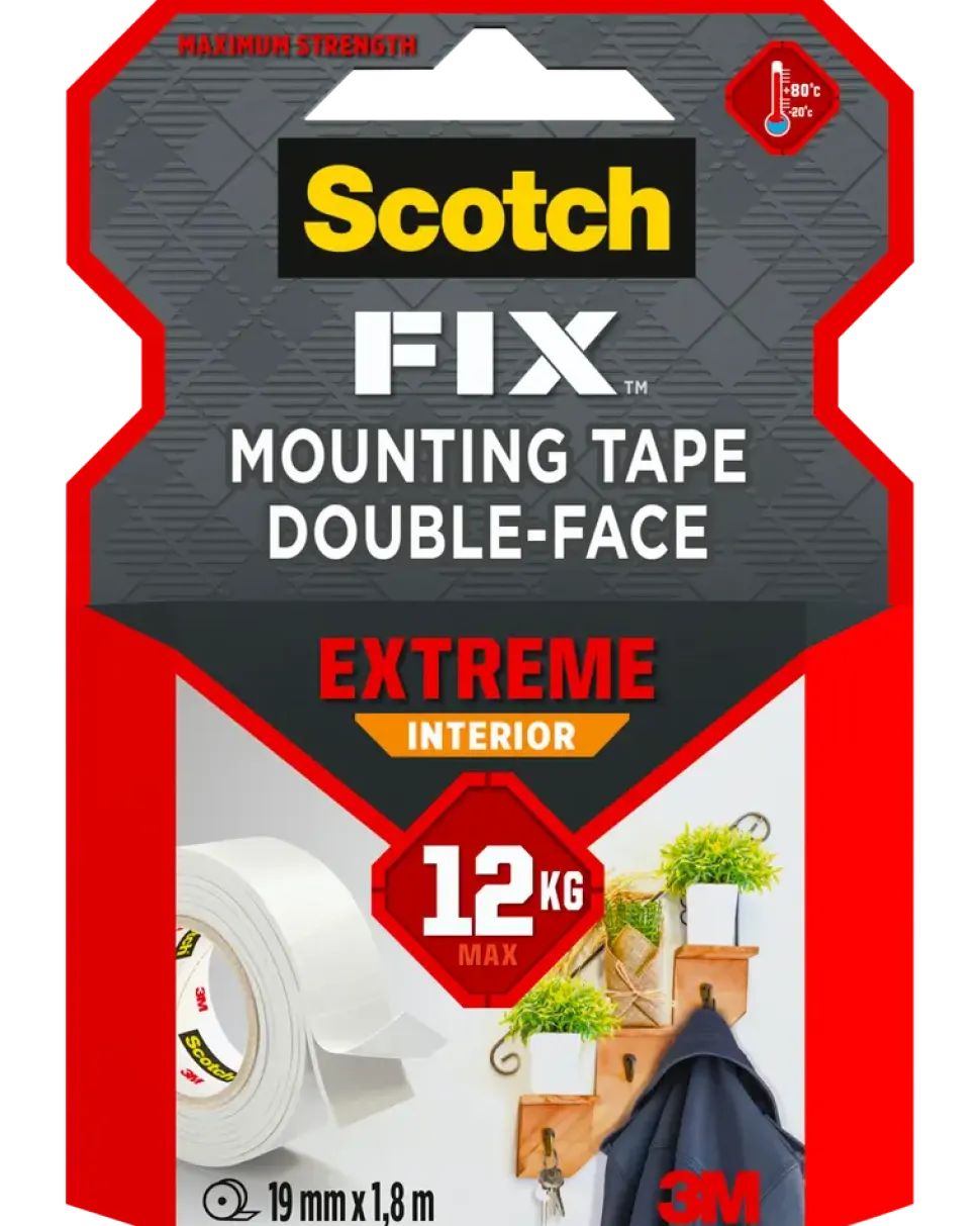 Scotch-FIX™ Dubbelhäftande tejp Extreme INDOOR 19 mm x 1,8 meter