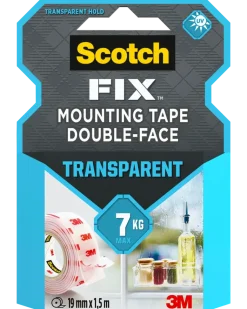 Scotch-FIX™ Dubbelhäftande tejp, transparent, 19 mm x 1,5 meter