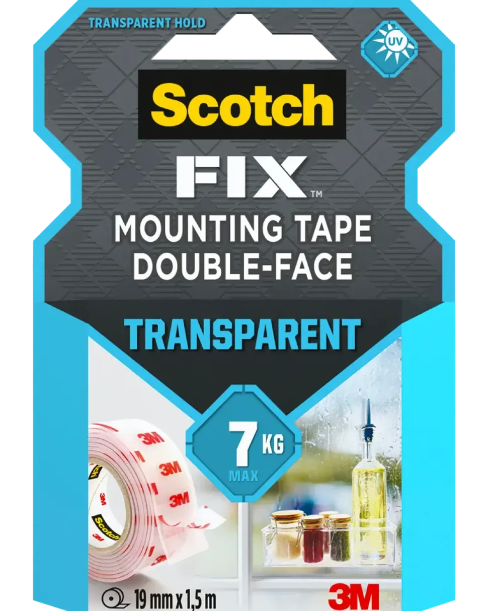 Scotch-FIX™ Dubbelhäftande tejp, transparent, 19 mm x 1,5 meter