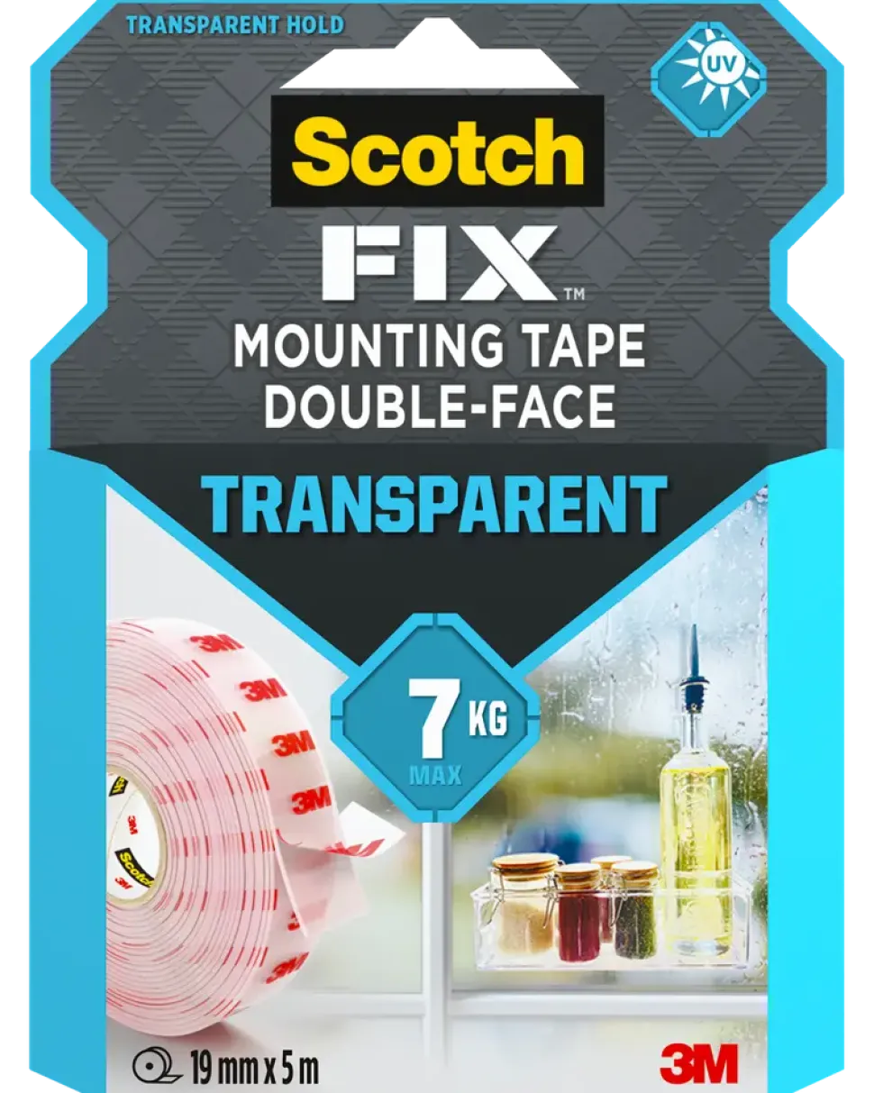 Scotch-FIX™ Dubbelhäftande tejp, transparent, 19 mm x 5 meter