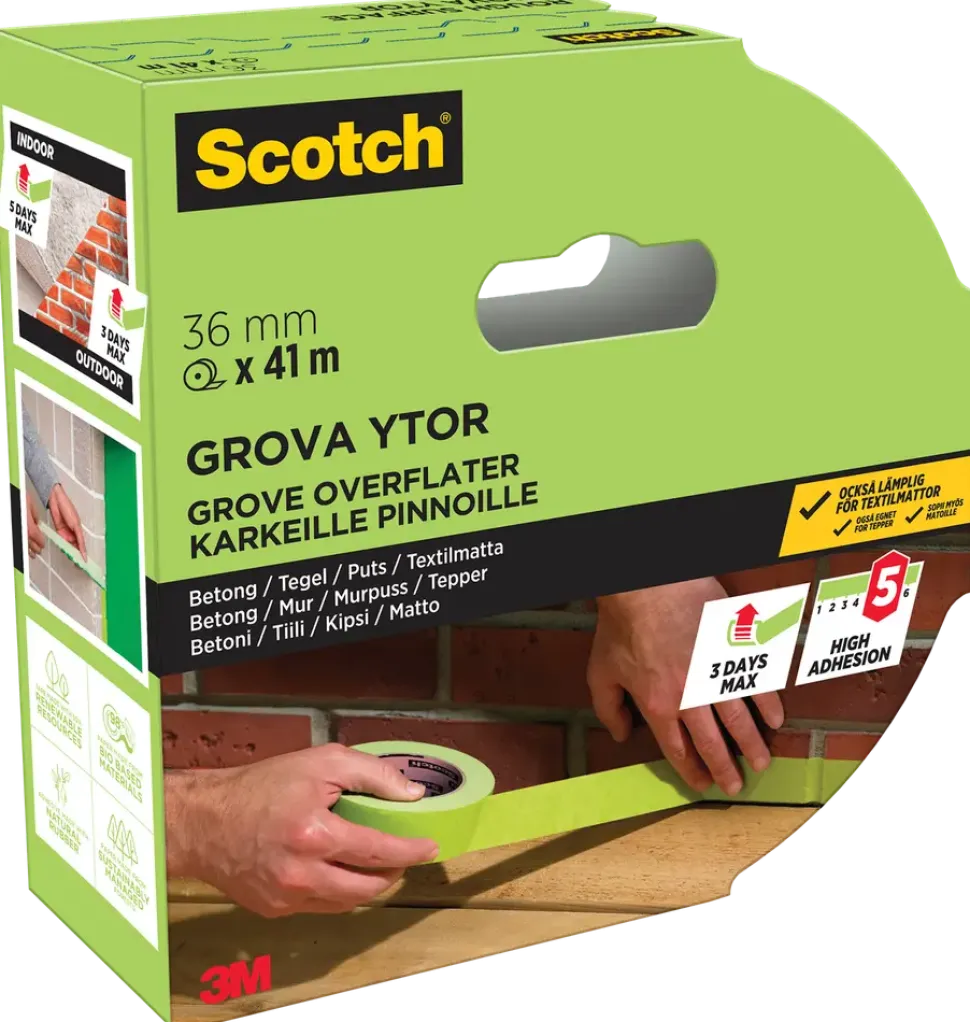 Scotch® Maskeringstejp för grova ytor 41 meter – 36 mm