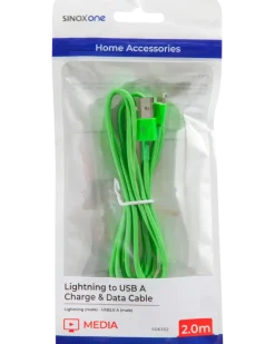 Sinox lightningkabel grön 2 m