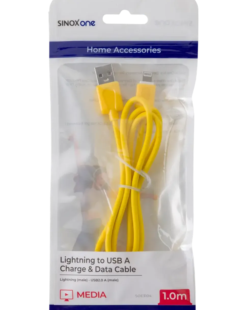 Sinox lightningkabel gul 1 m
