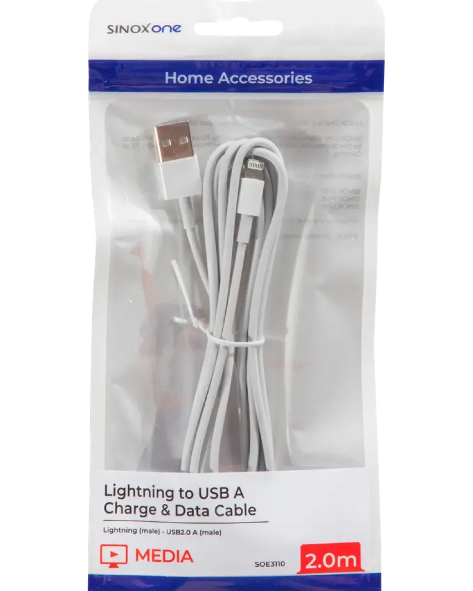 Sinox lightningkabel vit 2 m