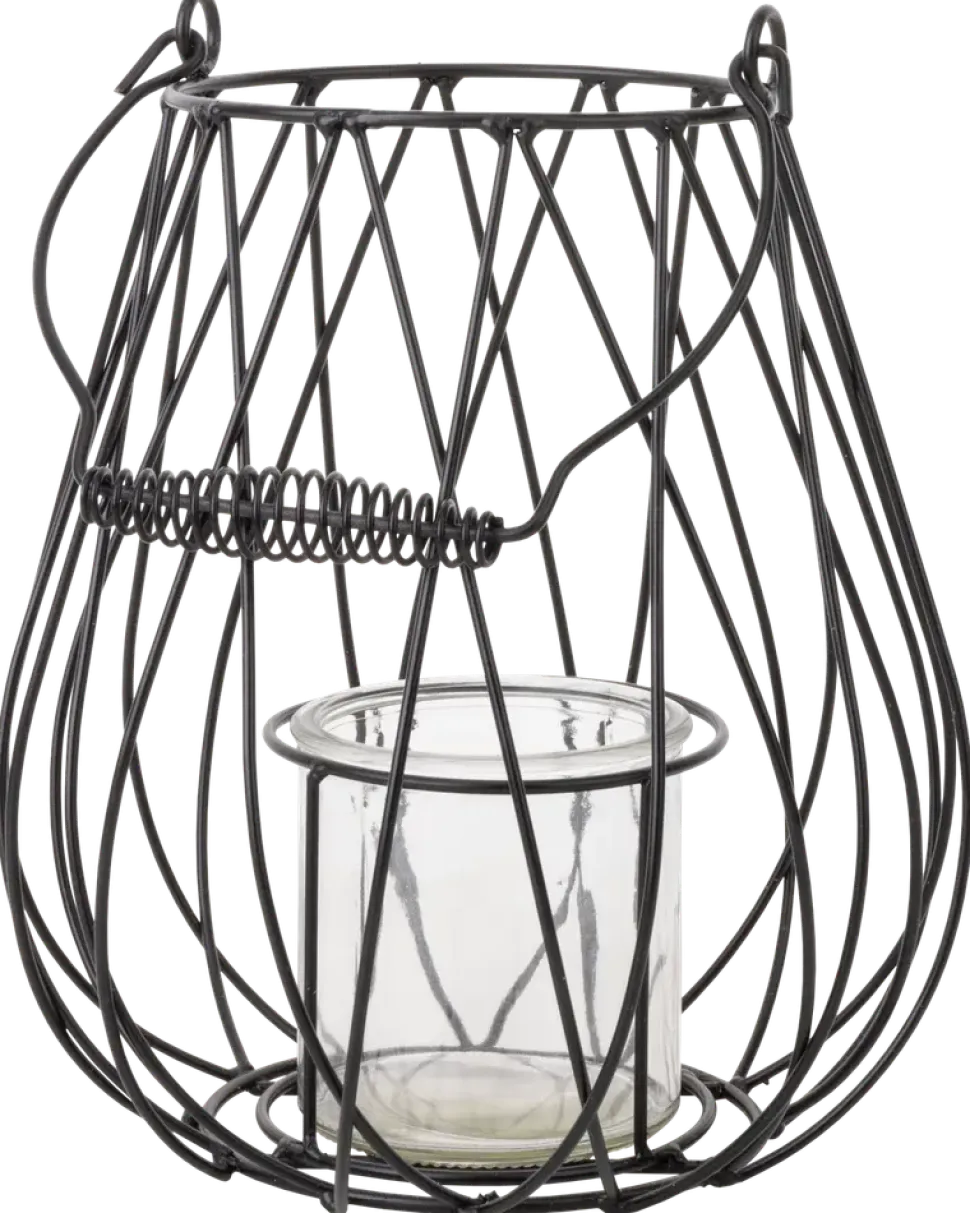 SJÖBO Ljuslykta med glasinsats H. 33 cm - metall