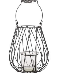 SJÖBO Ljuslykta med glasinsats H. 33 cm - metall