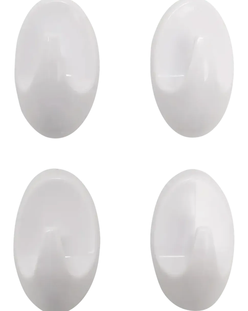 Självhäftande krokar plast 4-pack