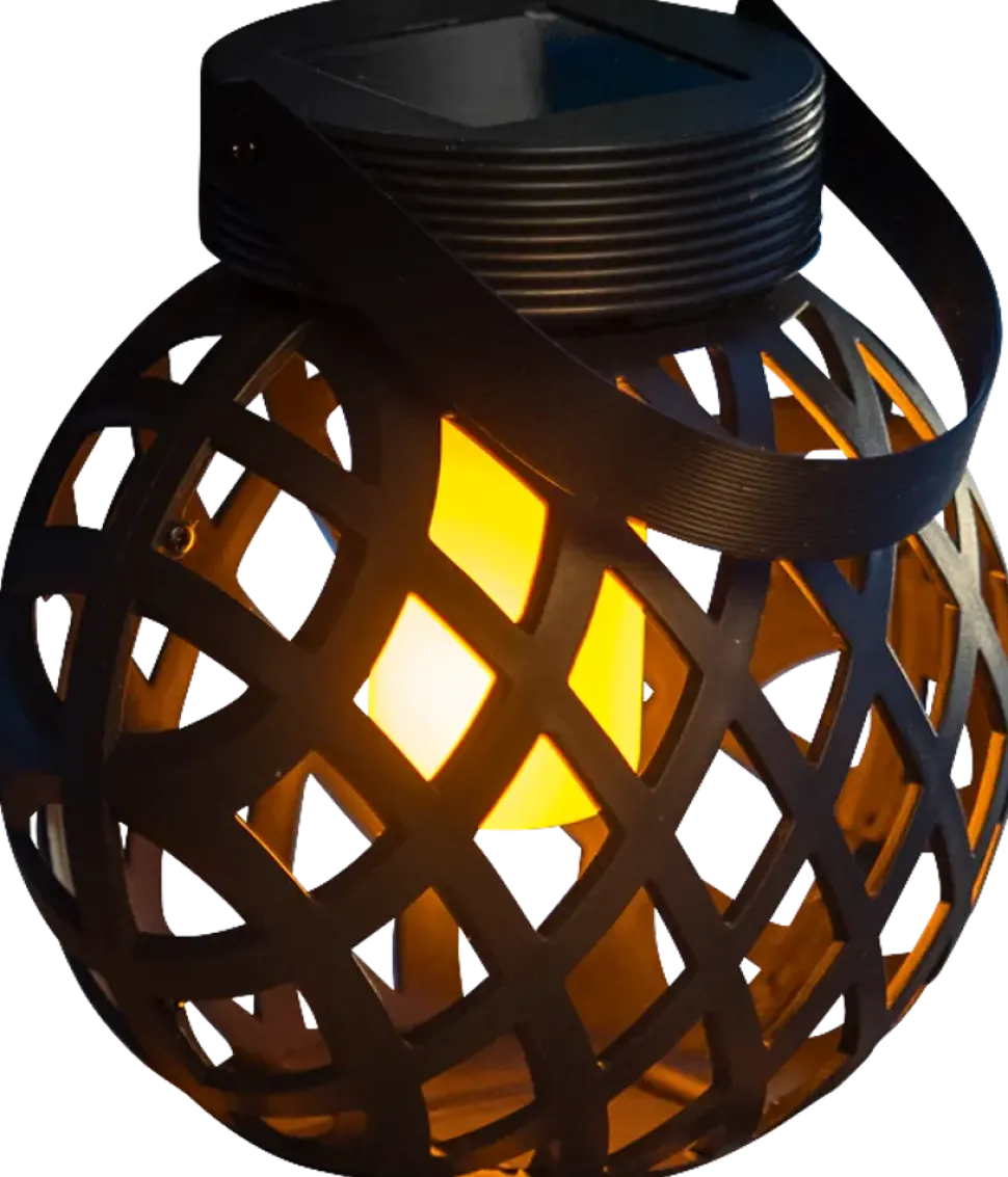 Solcellslanterna flammande