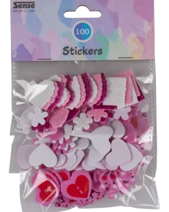 STICKERS RÖD/ROSA/VIT 100 ST