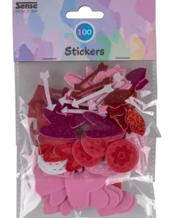 STICKERS RÖD/ROSA/VIT 100 ST