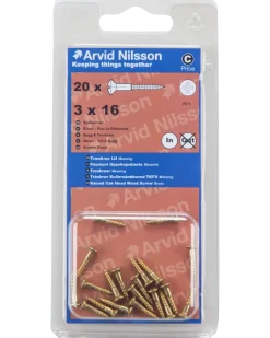 Träskruv mässing 3x16 20 st