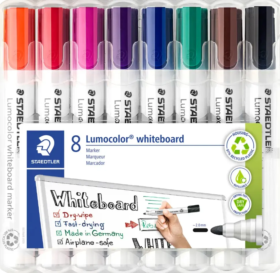 Whiteboardpenna, 8-pack – 2 mm