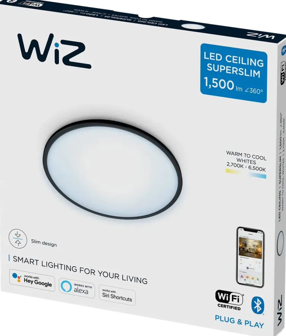WiZ Plafond superslim Ø30cm 16W - svart